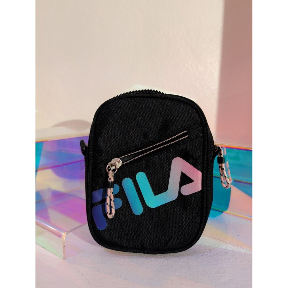 FILA Mini Crossbody Bag Black Gradient Logo Small Shoulder Utility Pouch Y2K
